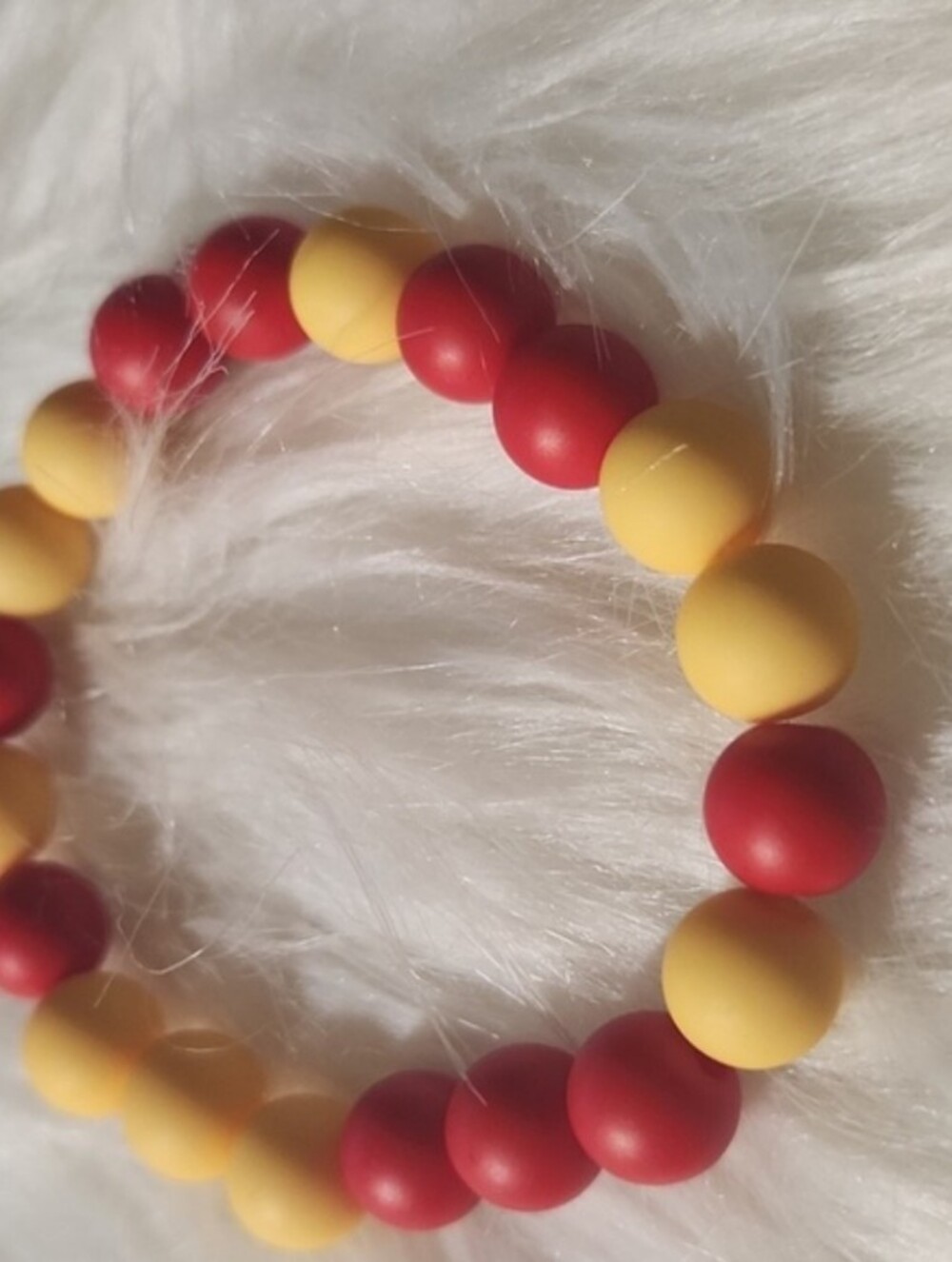 Red & Yellow Beaded Stretch Bracelet